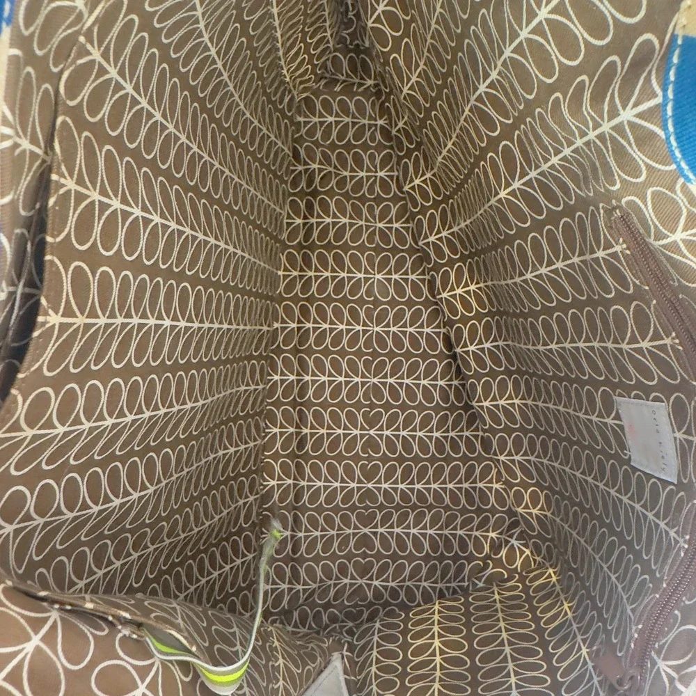 Orla Kiely Stem Print Tote Bag Blue Laminated Cotton Large - Picture 5 of 9